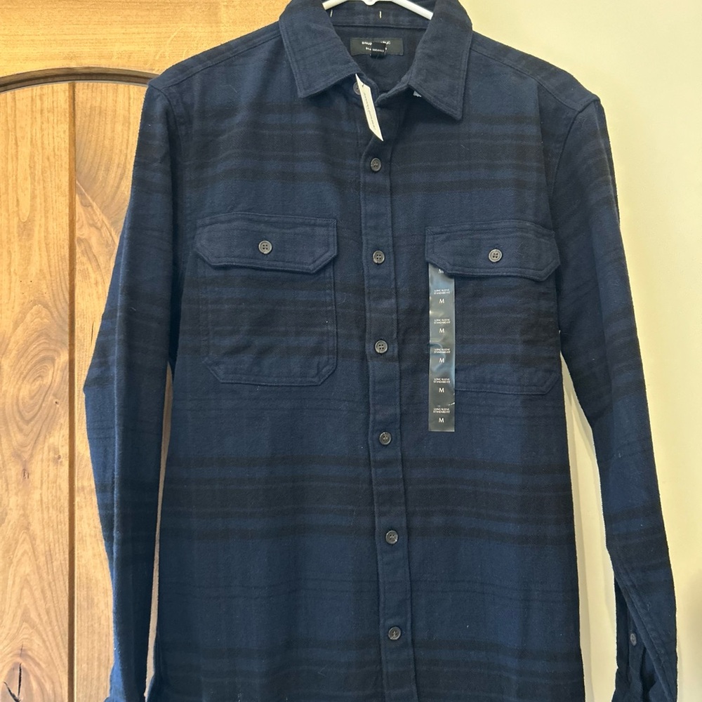 Banana Republic Men’s Flannel Shirt Jacket - Navy/Black Plaid, Size M (NWT)